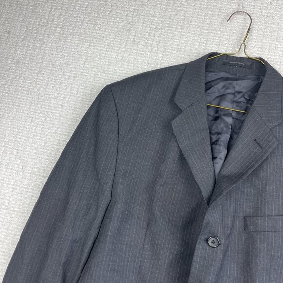 VTG Canada made Calvin Klein 44S Blazer Men Wool Dark Grey Lined Suit Jacket - Picture 3 of 16